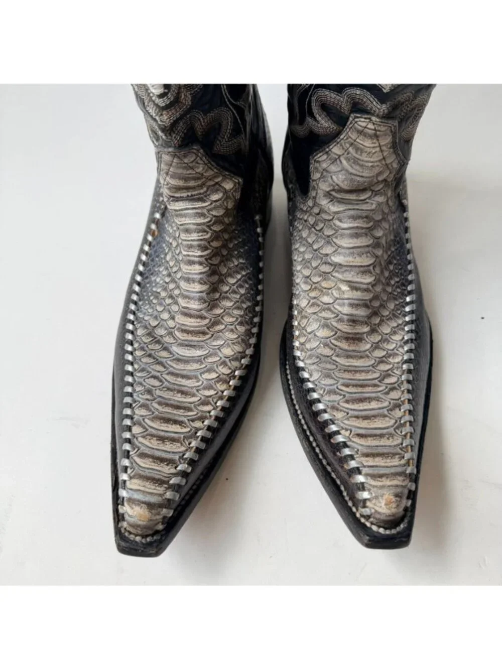 Botas Armenta Mens Size 9.5 Python Leather Western Cowboy Boots Black Green